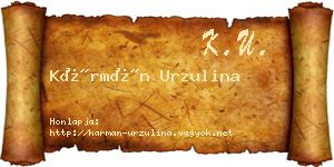 Kármán Urzulina névjegykártya